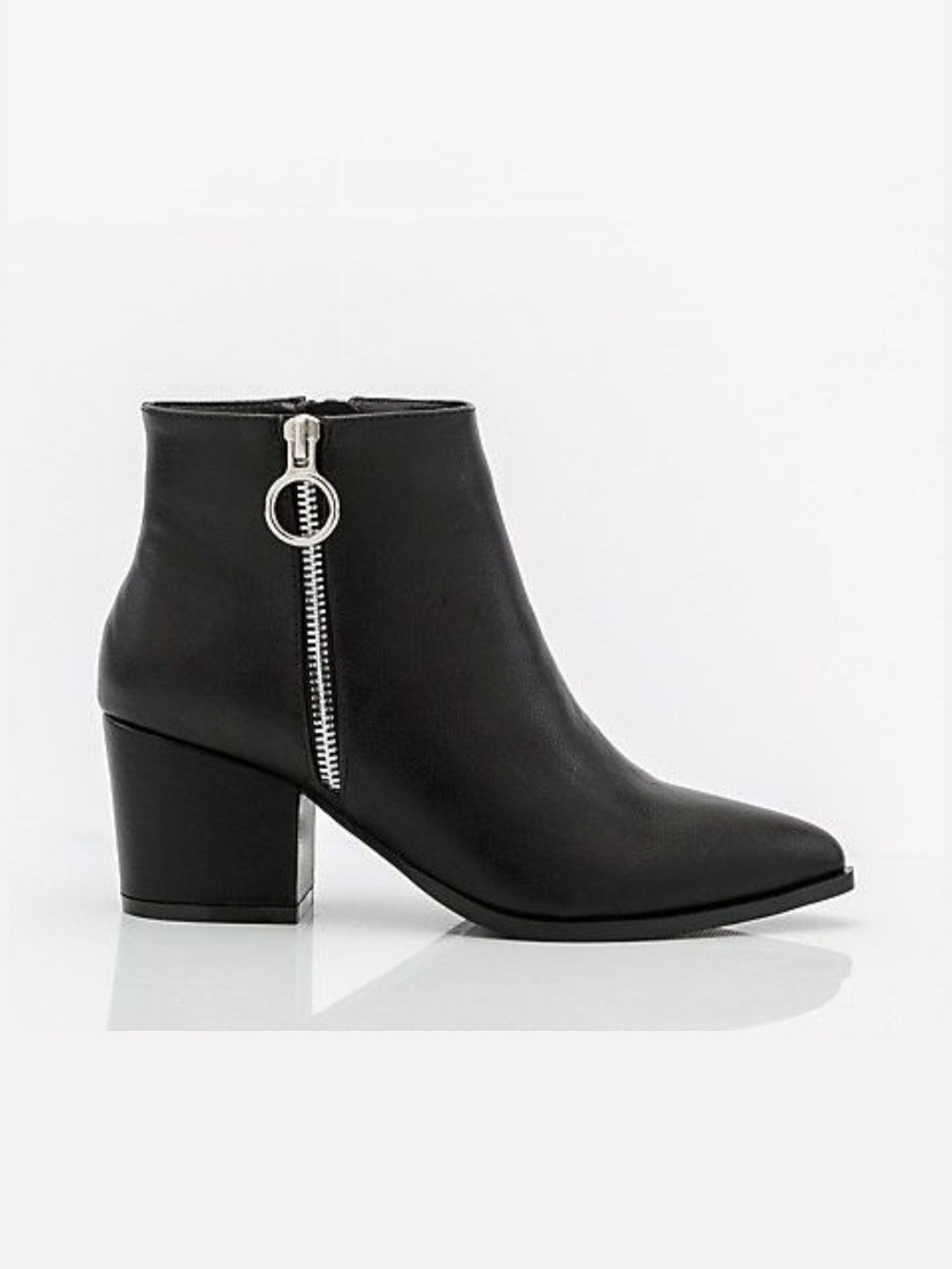 NEW Le Chateau Black Ankle Boot with Ring Zip